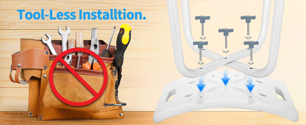 Lightweight shower stool with tool-free assembly for easy setup